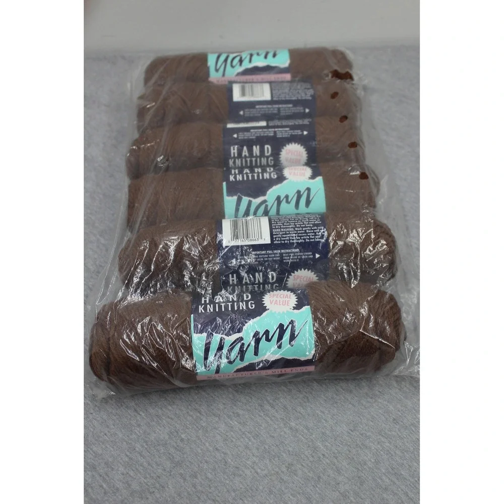 Mill Ends Yarn Brown Hand Knitting Yarn 6 Skeins Article 2001 USA